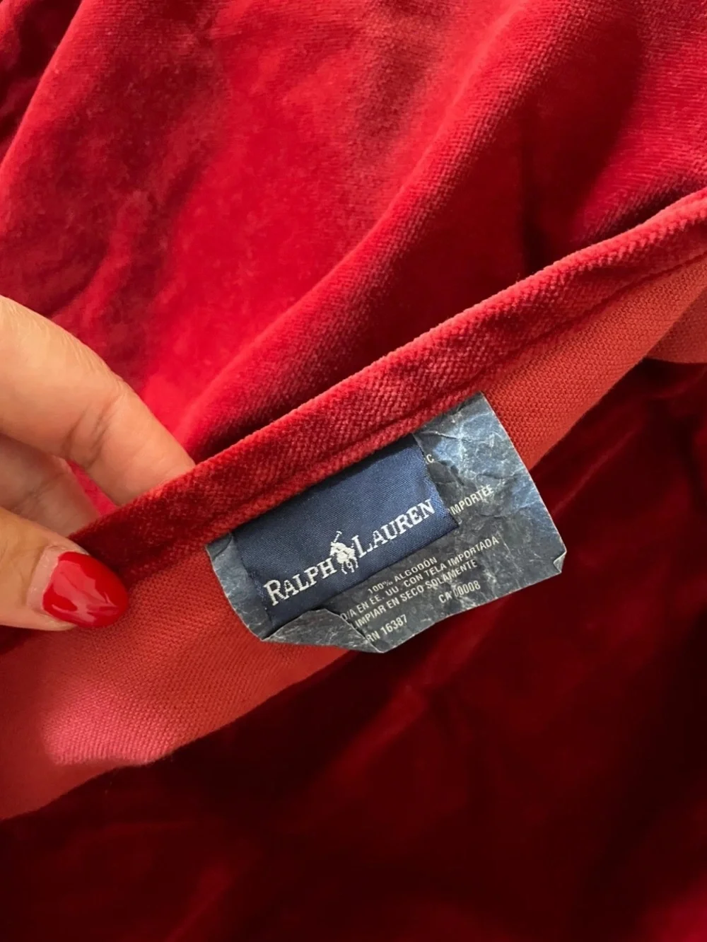 Vtg Ralph Lauren Pair Euro Shams Red Velvet Ruffle Aragon Guinevere